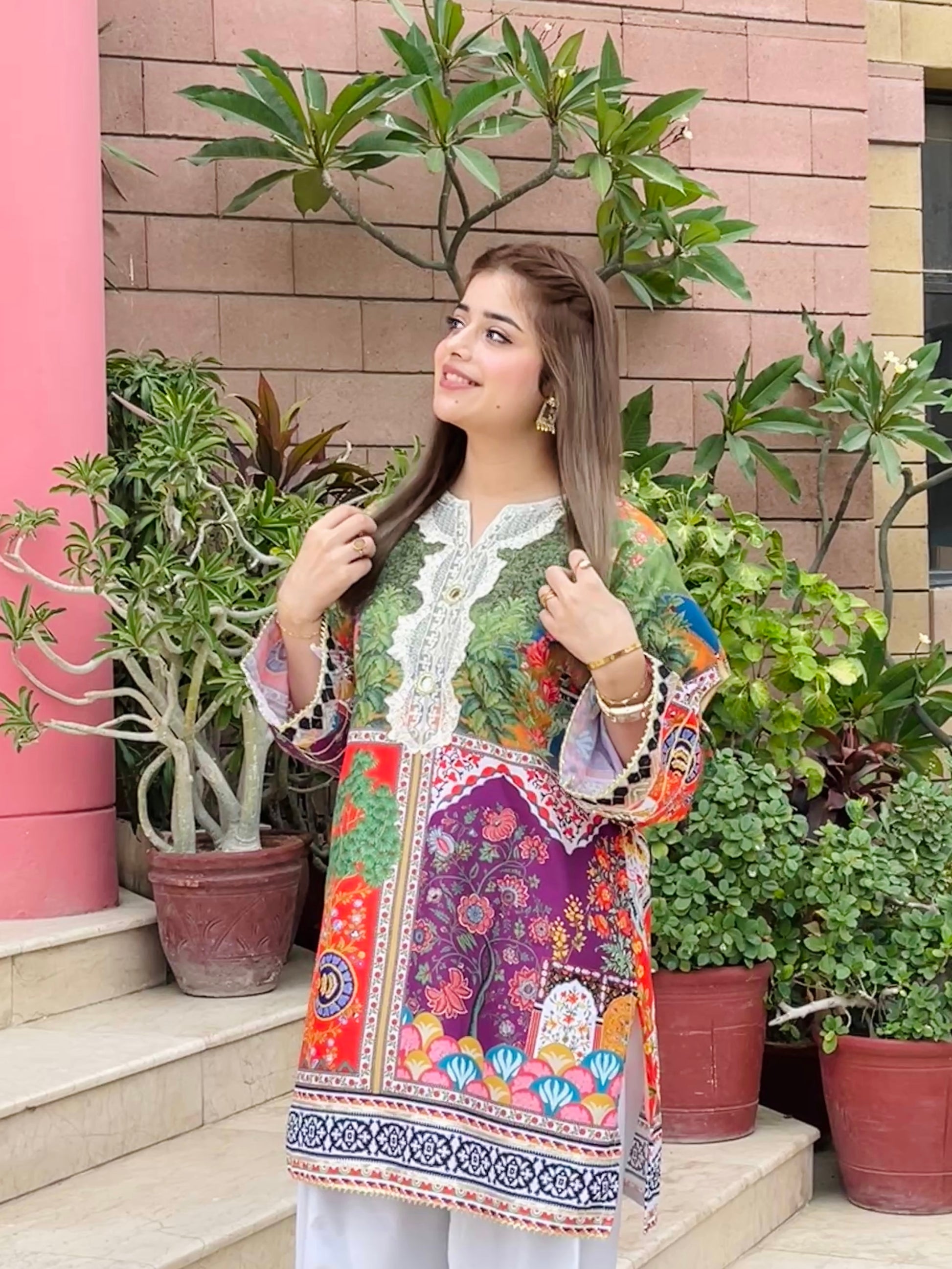 Premium viscose lawn embroidered kurta set styled for festive and casual wear
